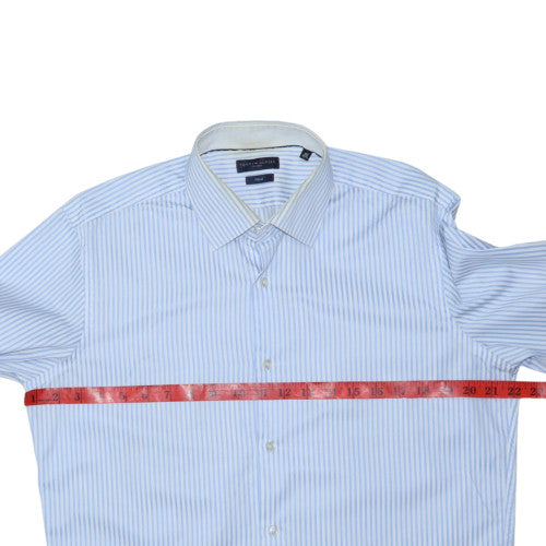Tommy Hilfiger Men’s Blue Striped Slim Fit Long Sleeve Shirt 15.5 40in