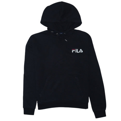 Fila Womens Black XS Pullover Hoodie with Logo Embroidery