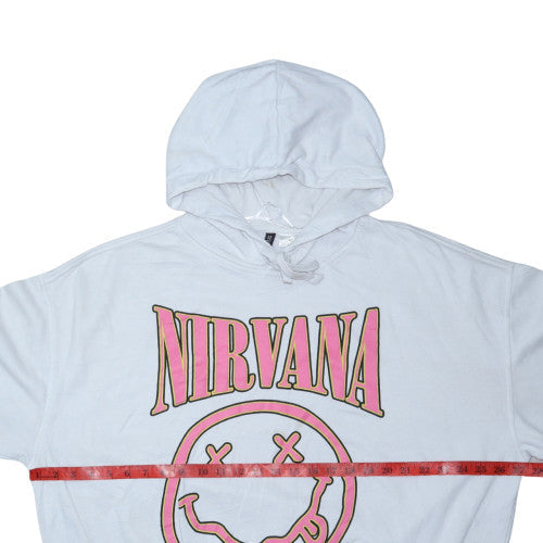H&M Divided Women’s White Nirvana Hoodie Size L Cotton Blend Pullover