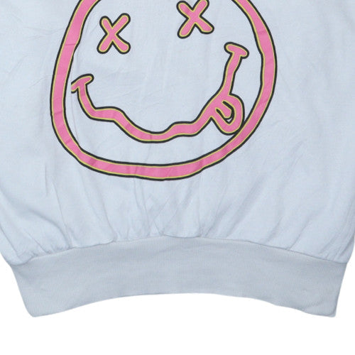 H&M Divided Women’s White Nirvana Hoodie Size L Cotton Blend Pullover