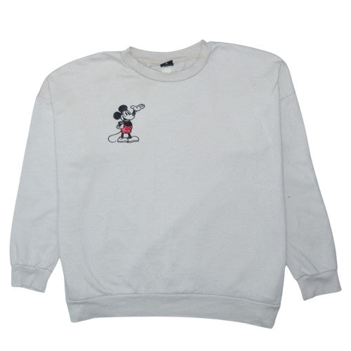Disney Mickey Mouse White Crew Neck Sweatshirt Women XL