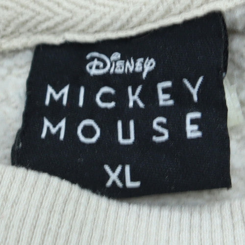Disney Mickey Mouse White Crew Neck Sweatshirt Women XL