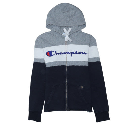 Champion Men’s Grey Full Zip Hoodie S Logo Cotton Long Sleeve