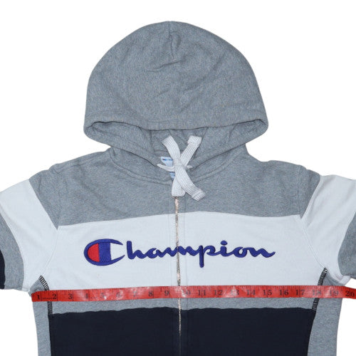 Champion Men’s Grey Full Zip Hoodie S Logo Cotton Long Sleeve