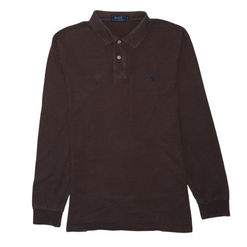 Ralph Lauren Men's Brown Long Sleeve Cotton Polo Shirt M