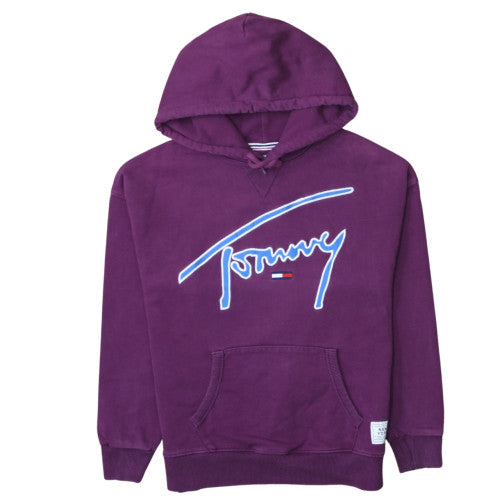 Tommy Jeans Womens Purple XS Pullover Hoodie with Logo Print