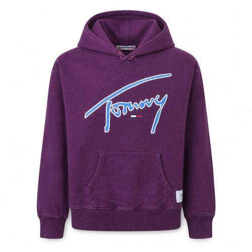 Tommy Jeans Womens Purple XS Pullover Hoodie with Logo Print