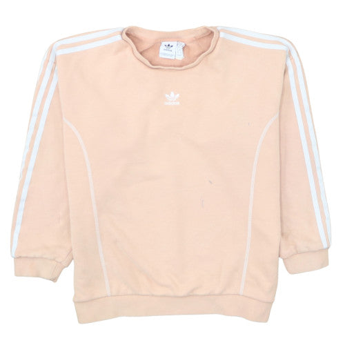 Adidas Women Beige Crew Neck Pullover Sweatshirt Size 10