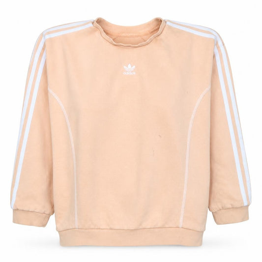 Front view of Adidas Women Beige Crew Neck Pullover Sweatshirt, size 10