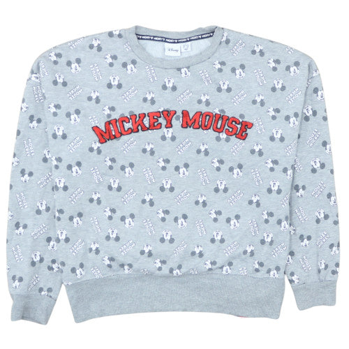 Disney Women Grey Mickey Mouse Pullover Sweatshirt Size S 10/12