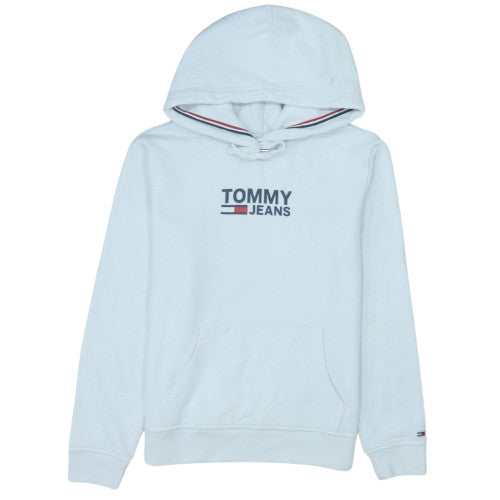 Tommy Jeans Men's White Pullover Hoodie M Logo Fleece Sweatshirt