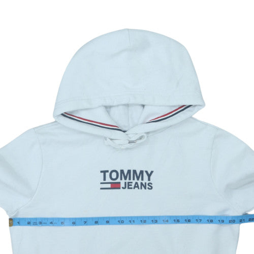 Tommy Jeans Men's White Pullover Hoodie M Logo Fleece Sweatshirt
