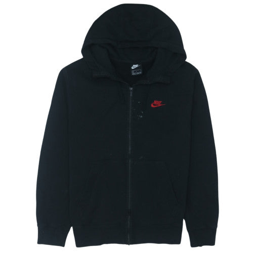 Nike Men's Black Full Zip Hoodie L Regular Logo Fleece