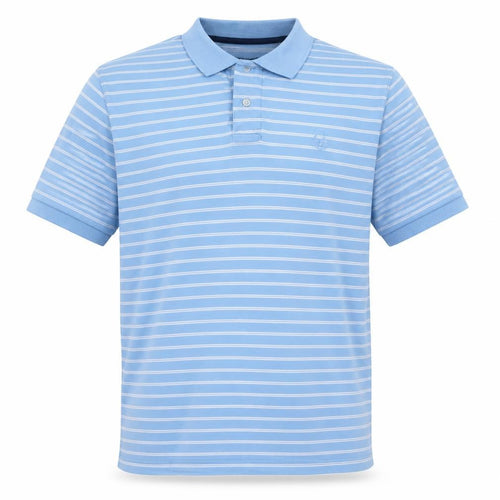 Chaps Men’s Blue Striped Polo Shirt L Cotton Blend Short Sleeve