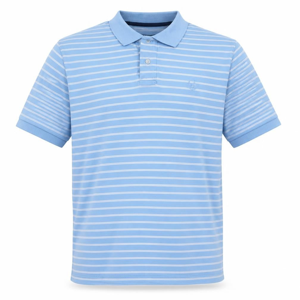 Chaps Men’s Blue Striped Polo Shirt L Cotton Blend Short Sleeve