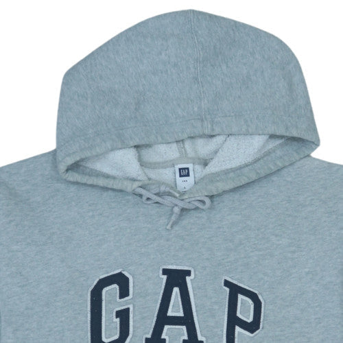GAP Mens Grey Pullover Hoodie L Logo Design Cotton Blend