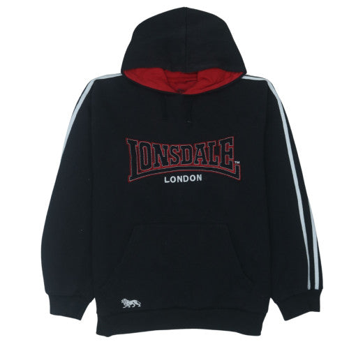 Lonsdale Men’s Black XL Pullover Hoodie with Logo Embroidery