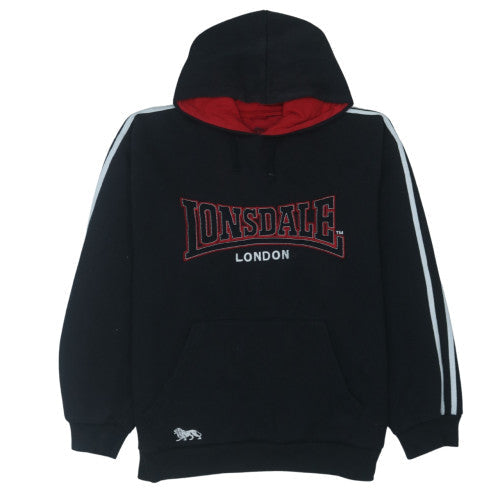 Lonsdale Men’s Black XL Pullover Hoodie with Logo Embroidery
