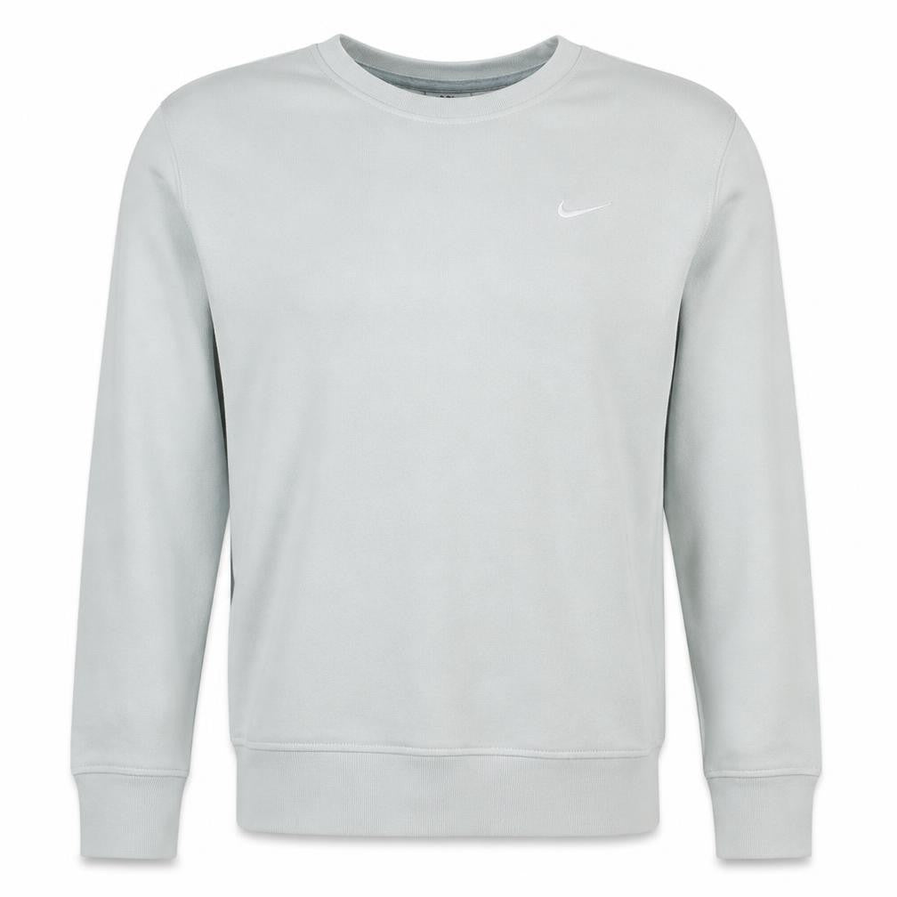Front view of Nike Men's Grey Cotton Crew Neck Sweatshirt M Classic Fit