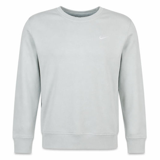 Front view of Nike Men's Grey Cotton Crew Neck Sweatshirt M Classic Fit