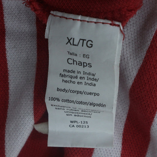 Chaps Men's Red Striped Classic Fit Polo Shirt XL