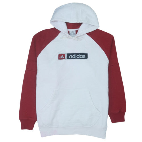 adidas Men's White Red Pullover Hoodie Size S Sports Fleece