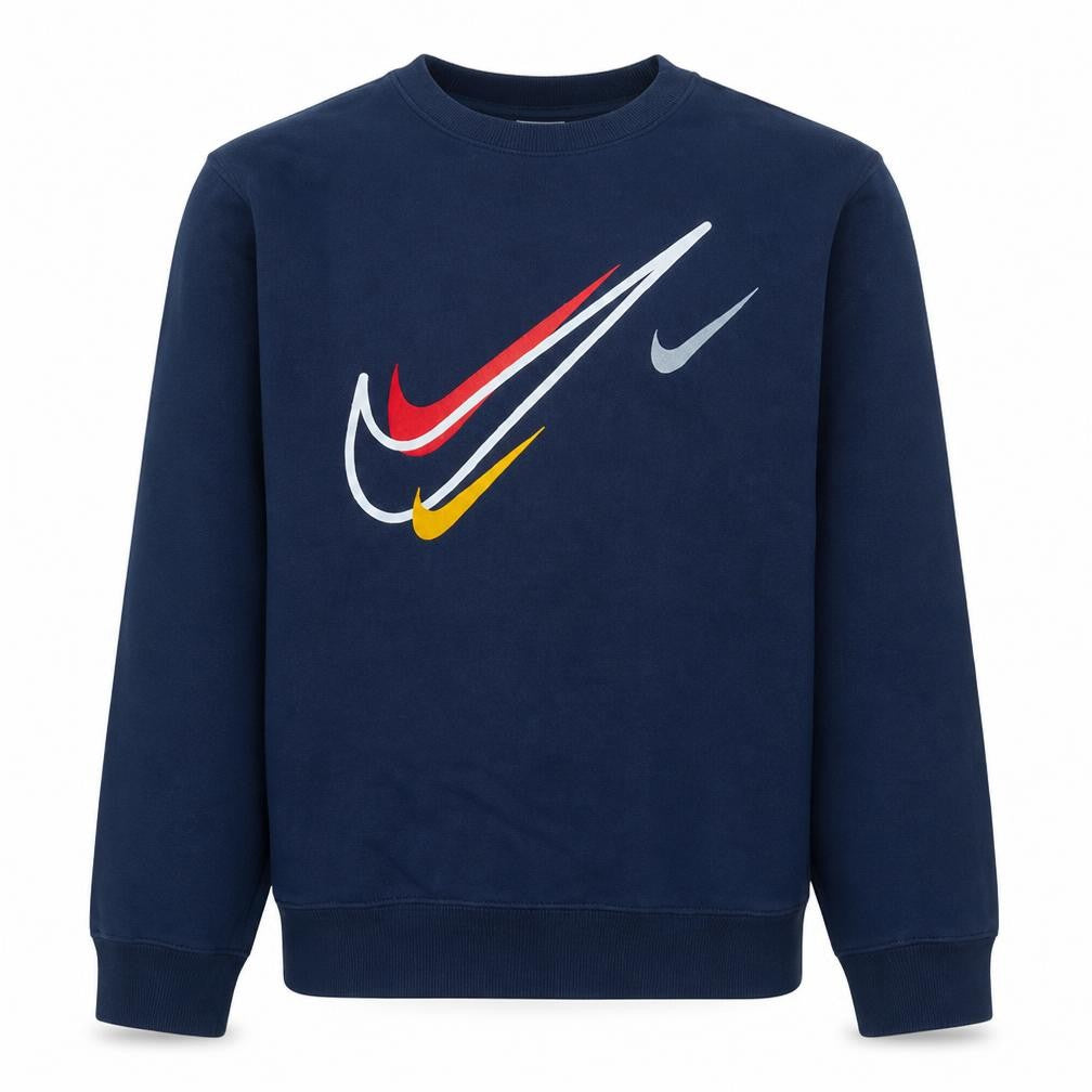Front view of Nike Men's Blue Pullover Logo Sweatshirt, size S