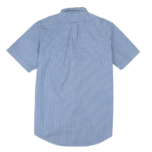 Ralph Lauren Men's Blue Striped Short Sleeve Button-Up Shirt L