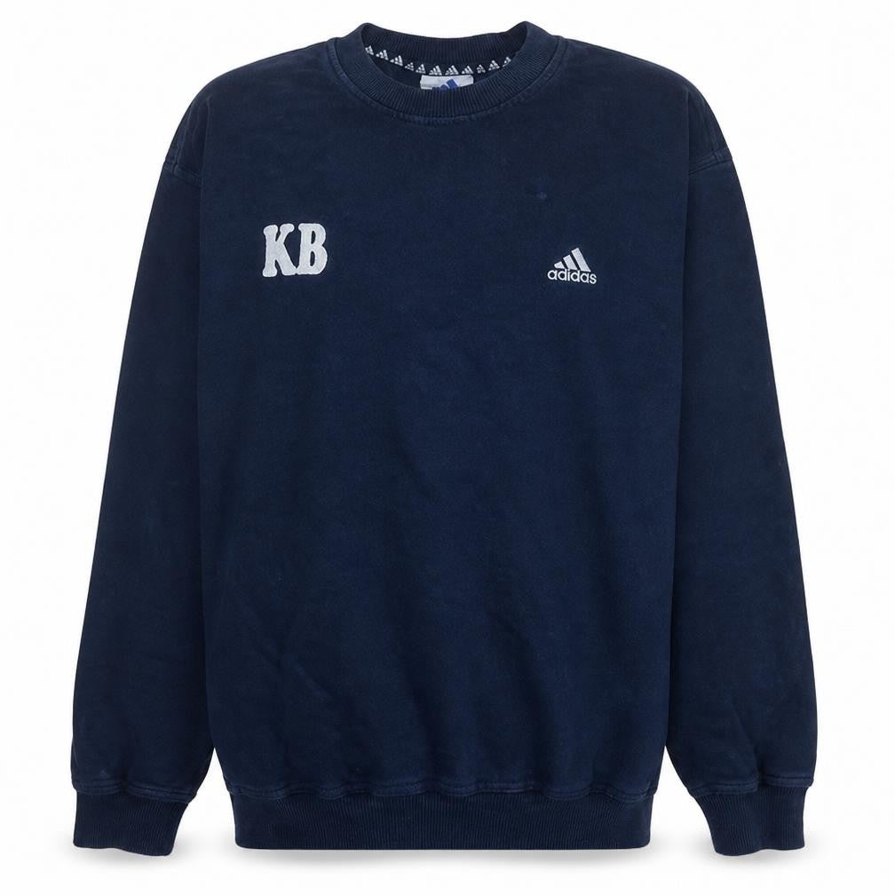 Front view of Adidas Men’s Blue Pullover Sweatshirt L Crew Neck Sports Embroidered