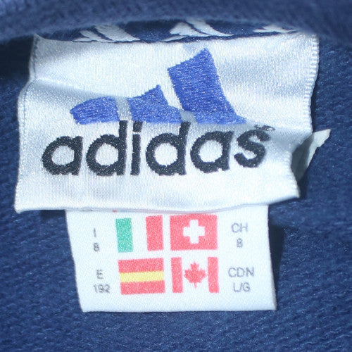 Adidas Men’s Blue Pullover Sweatshirt L Crew Neck Sports Embroidered