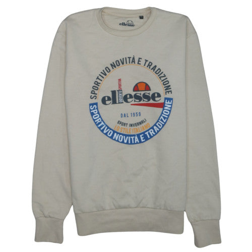 Ellesse Men's Beige Graphic Crew Neck Sweatshirt Size M Pullover
