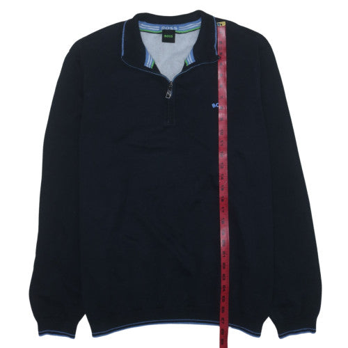 BOSS Mens Blue 3XL 1/2 Zip Cotton Knit Sweatshirt