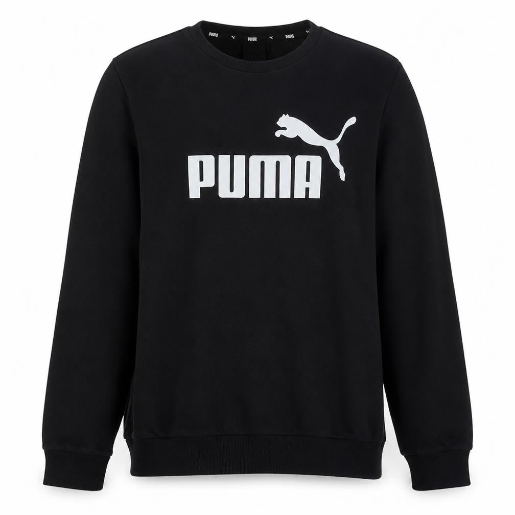 Front view of Puma Men's Black 2XL Crew Neck Logo Pullover Sweatshirt