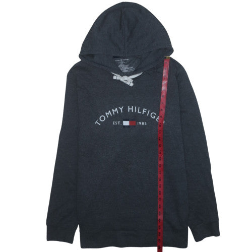 Tommy Hilfiger Men's Grey Pullover Hoodie L Classic Logo Fleece