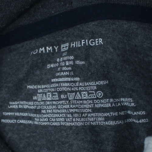 Tommy Hilfiger Men's Grey Pullover Hoodie L Classic Logo Fleece