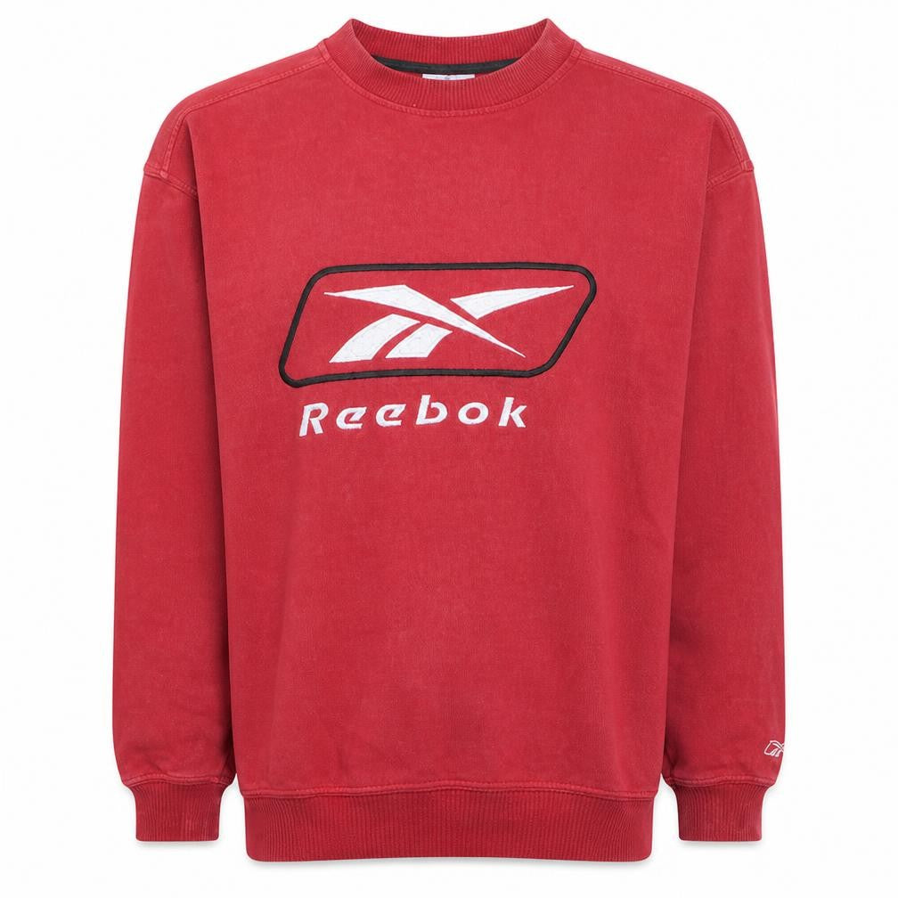 Front view of Reebok Men’s Red Small Pullover Crew Neck Fleece Sweatshirt