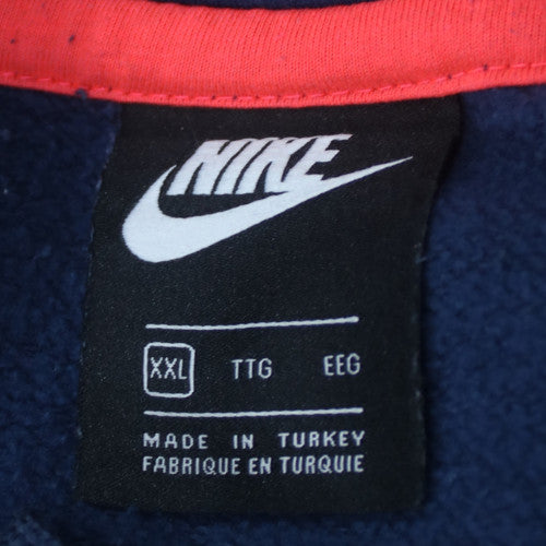 Nike Men's Blue 2XL Pullover Hoodie with Red Logo