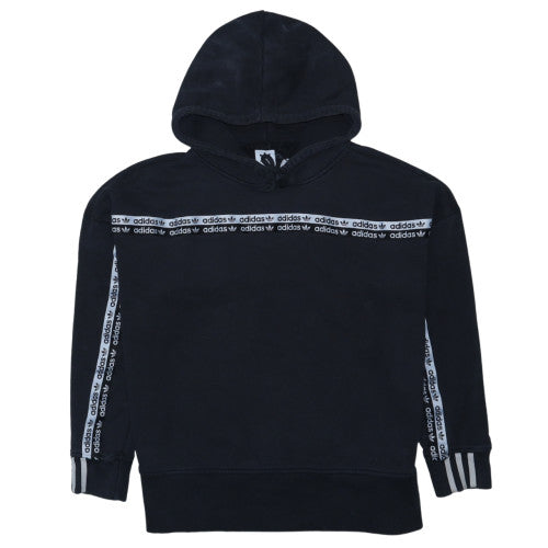 Adidas Womens Black 14 Pullover Hoodie Cotton Blend Logo Detail
