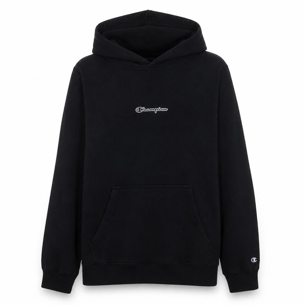 Front view of Champion Men's Black XL Pullover Hoodie Fleece Sweatshirt