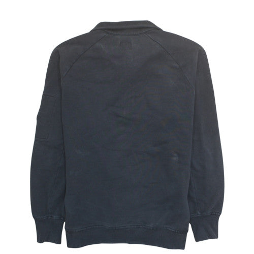 C.P. Company Mens Black L 1/2 Zip Sweatshirt with Logo Detail