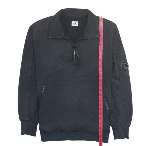 C.P. Company Mens Black L 1/2 Zip Sweatshirt with Logo Detail