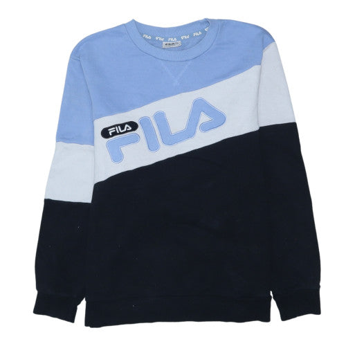 FILA Womens Blue Colourblock Logo Sweatshirt Size 14