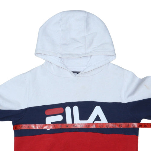 Fila Boys White Blue Red Pullover Hoodie Size 13-15 Years Cotton Blend