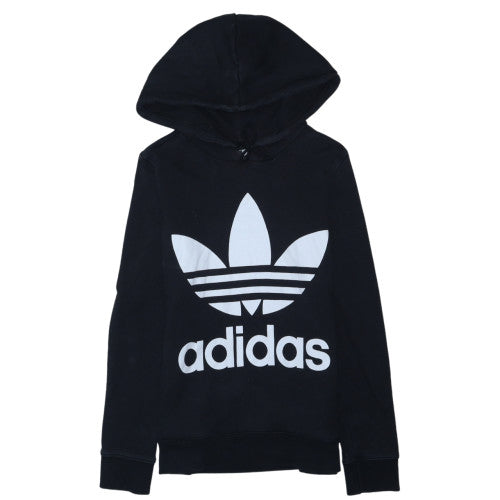 Adidas Women's Black Trefoil Pullover Hoodie Size 8 Cotton Blend