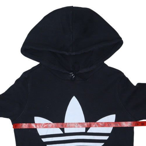 Adidas Women's Black Trefoil Pullover Hoodie Size 8 Cotton Blend