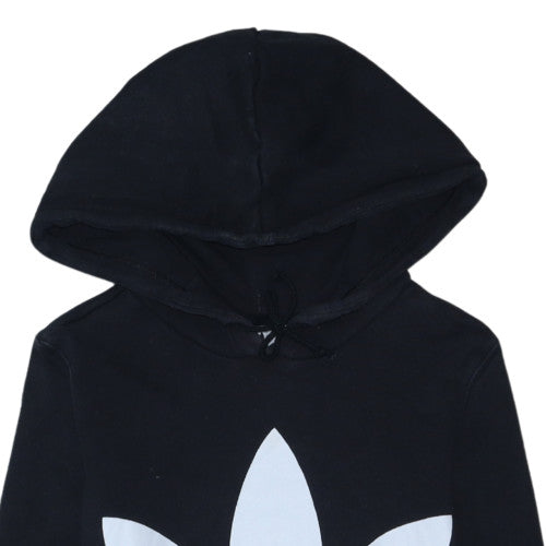 Adidas Women's Black Trefoil Pullover Hoodie Size 8 Cotton Blend