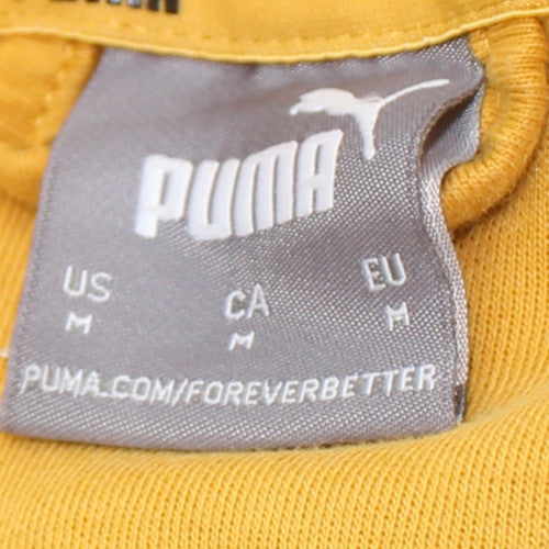 Puma Mens Yellow 1/4 Zip Hoodie Medium Hooded Pullover Sweatshirt