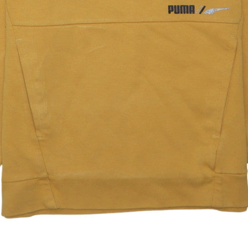 Puma Mens Yellow 1/4 Zip Hoodie Medium Hooded Pullover Sweatshirt