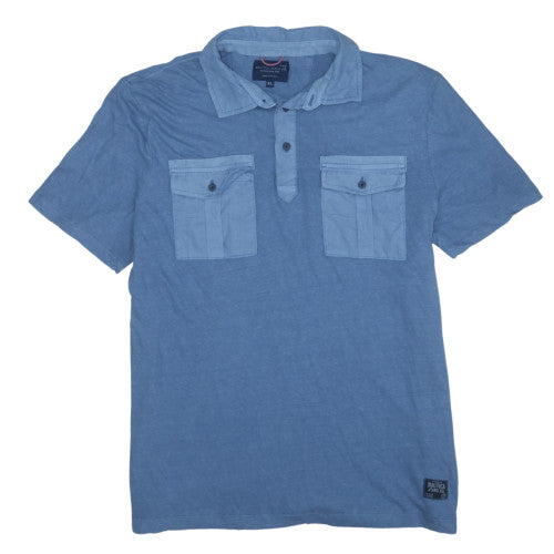 Nautica Jeans Co. Men's Blue Linen Cotton Polo Shirt XL