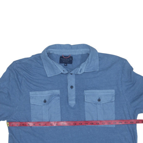 Nautica Jeans Co. Men's Blue Linen Cotton Polo Shirt XL